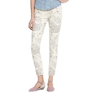 MADEWELL Skinny Skinny ankle antique map print off-white jeans size 24 like new